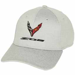 Z06 Embroidered Heathered Cap With Flags Light Grey C8 Corvette