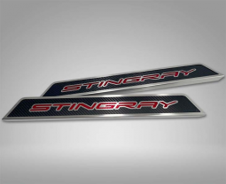 Replacement Door Sills w/Carbon Fiber and STINGRAY Word For C8 Corvette