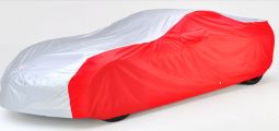 Intro-Guard Silver and Red Car Cover With Flag Logo for C7 Corvette
