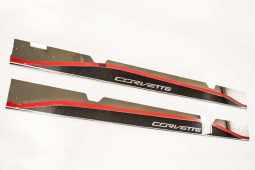 Carbon Fiber and Stainless Steel Side Skirts With Logo for C7 Corvette