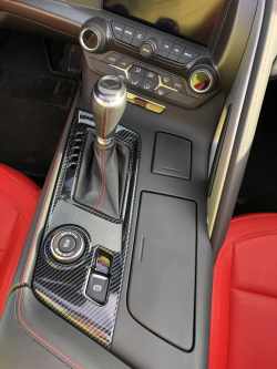 Carbon Fiber Look Gear Shift Bezel Overlay for C7 Corvette