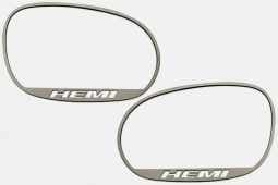 Stainless Side Mirror Trim Pair With HEMI Logo For 2008-2019 Dodge Challenger