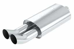 Borla 40059 Spitfire - 2.25" Inlet Pipe - Dual 3"" Round Tips - T-304 Stainless Steel Boomer Muffler