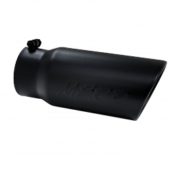 MBRP T5051BLK Exhaust Tip 5 Inch O.D. Angled Rolled End 4 Inch Inlet 12 Inch Length-Black Finish