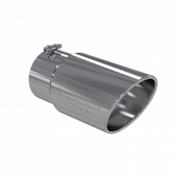 MBRP T5075 Exhaust Tail Pipe Tip 6 Inch O.D. Angled Rolled End 5 Inch Inlet 12 Inch Length T304 Stai