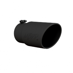 MBRP T5075BLK Exhaust Tip 6 Inch O.D. Angled Rolled End 5 Inch Inlet 12 Inch Length Black Coated