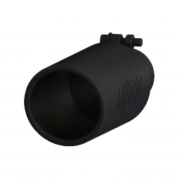 MBRP T5150BLK 4 Inch OD 2.5 Inch Inlet 12 Inch Length Exhaust Tail Pipe Tip Angled Cut Rolled End Cl