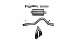 Corsa 14745BLK 3.0 Inch Cat-Back Sport Single Side Exit Exhaust 4.0 Inch Black Tips 17-Present Color