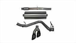 Corsa 14874BLK 3.0 Inch Cat-Back Sport Single Side Exit Exhaust 4.0 Inch Black Tips 14-Present Silve