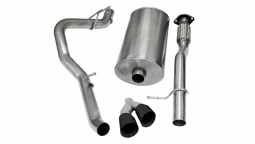 Corsa 14914BLK 3.0 Inch Cat-Back Sport Single Side Exit Exhaust 4.0 Inch Black Tips 09-13 Avalanche/