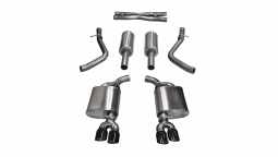 Corsa 14986BLK 2.5 Inch Cat-Back Sport Dual Rear Exit Exhaust 3.5 Inch Black Tips 15-16 Dodge Challe