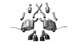 Corsa 14992BLK 2.5 Inch Cat-Back Sport Dual Rear Exit Exhaust 4.0 Inch Black Tips 14-Present Jeep Gr