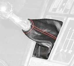 1977-1982 C3 Corvette Leather Shift Boot - Auto - Black W/Cream Stitching