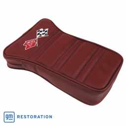 1973-1975 C3 Corvette Center Armrest With Embroidered C3 Cross Flags - Oxblood