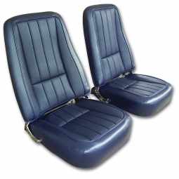 1968 C3 Corvette Mounted Seats Dark Blue Vinyl Second Design Without Headrest Bracket