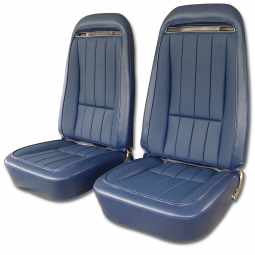 1971-1972 C3 Corvette Mounted Seats Royal Blue Vinyl Without Shoulder Harness