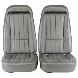 1975 C3 Corvette Mounted Seats Silver Vinyl With Shoulder Harness