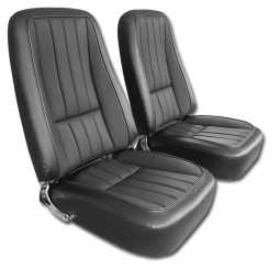 1968 C3 Corvette Mounted Seats Black 100% Leather Second Design With Headrest Bracket