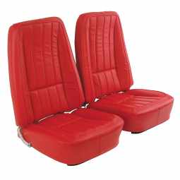 1968 C3 Corvette Mounted Seats Red 100% Leather First Design Without Headrest Bracket