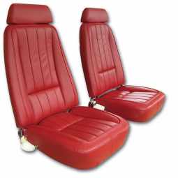 1969 C3 Corvette Mounted Seats Red 100% Leather Without Headrest Bracket