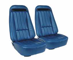 1970 C3 Corvette Mounted Seats Bright Blue Leather Vinyl With Shoulder Harness