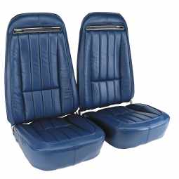 1971 C3 Corvette Mounted Seats Royal Blue Leather Vinyl With Shoulder Harness