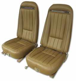 1970-1971 C3 Corvette Mounted Seats Dark Saddle 100% Leather Without Shoulder Harness