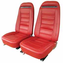 1972 C3 Corvette Mounted Seats Red Leather Vinyl Without Shoulder Harness
