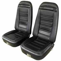 1972-1974 C3 Corvette Leather Seat Covers Black 100%-Leather