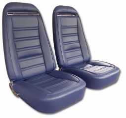 1972 C3 Corvette Mounted Seats Royal Blue 100% Leather Without Shoulder Harness