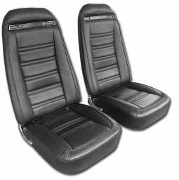 1975 C3 Corvette Mounted Seats Black 100% Leather Without Shoulder Harness