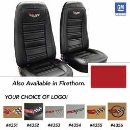 1976 C3 Corvette Embroidered 100% Leather Seat Covers - Firethorn