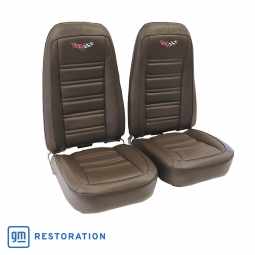 1976-1978 C3 Corvette Embroidered 100% Leather Seat Covers - Dark Brown