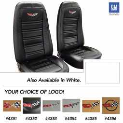 1976-1977 C3 Corvette Embroidered 100% Leather Seat Covers - White