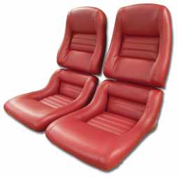 1979-1981 C3 Corvette Leather Seat Covers Red Leather/Vinyl Original 2" Bolster
