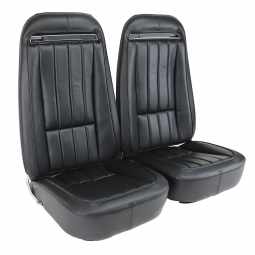 1970-1971 C3 Corvette Mounted Seats Black "Leather-Like" Vinyl With Shoulder Harness