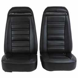 1972-1974 C3 Corvette Mounted Seats Black "Leather-Like" Vinyl With Shoulder Harness