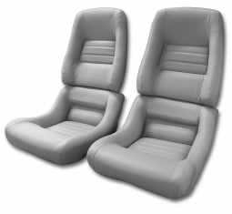 1982 C3 Corvette Mounted Leather Seat Covers Gray 100%-Leather 4" Bolster