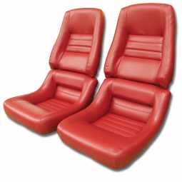1979-1981 C3 Corvette Mounted "Leather-Like" Vinyl Seat Covers Red 4" Bolster