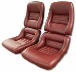 1982 C3 Corvette Mounted Leather Seat Covers Red 100%-Leather 2" Bolster