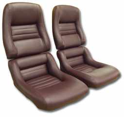 1980 C3 Corvette Mounted Leather Seat Covers Claret 100%-Leather 2" Bolster