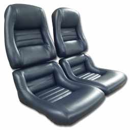 1982 C3 Corvette Mounted Leather Seat Covers Dark Blue 100%-Leather 2" Bolster