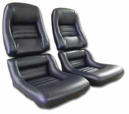 1979-1981 C3 Corvette Mounted Leather Seat Covers Dark Blue 100%-Leather 2" Bolster