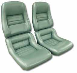 1982 C3 Corvette Mounted Leather Seat Covers Silvergreen 100%-Leather 2" Bolster