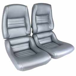 1978 C3 Corvette Mounted Leather Seat Covers Silver Pace 100%-Leather 2" Bolster