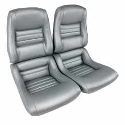 1981 C3 Corvette Mounted Leather Seat Covers Silver 100%-Leather 2" Bolster