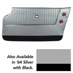 1964 C2 Corvette Door Panels Leather Silver W/Black Carpet - Conv- W/Trim