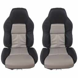 1994-1996 C4 Corvette Mounted 100% Leather Standard Seat Covers - Black /Gray 2-Tone