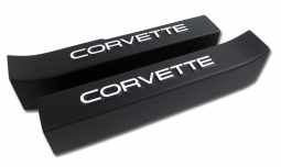 1988-1989 C4 Corvette Door Sill Guards W/Corvette Logo - Black