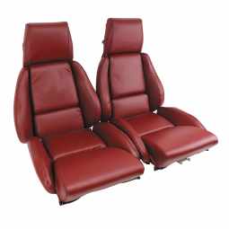 1984-1985 C4 Corvette Mounted Leather Seat Covers Red Standard No-Perforations